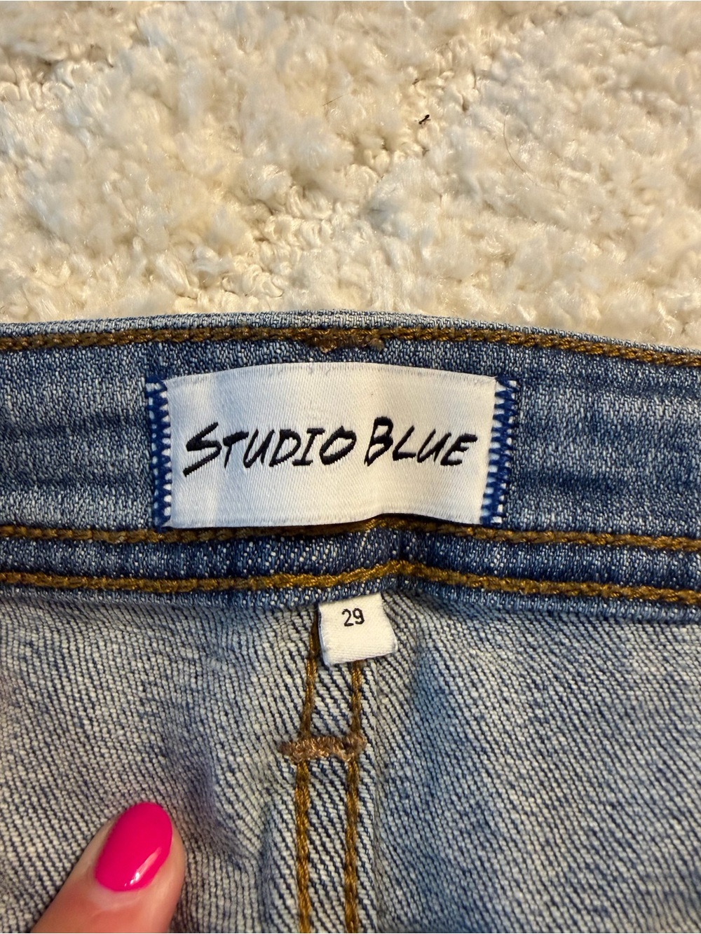 Studio Light Blue Distressed Denim Shorts - Picture 3 of 5